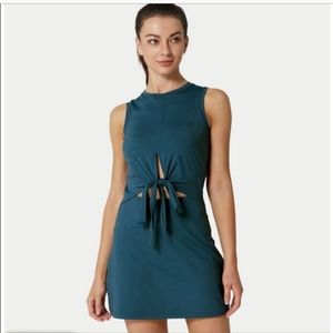 Halara Tie Waist Athleisure Dress 2X Blue Bayou Oxford Blue NEW